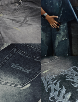 VENUX Obsidian Washed Denim Jorts