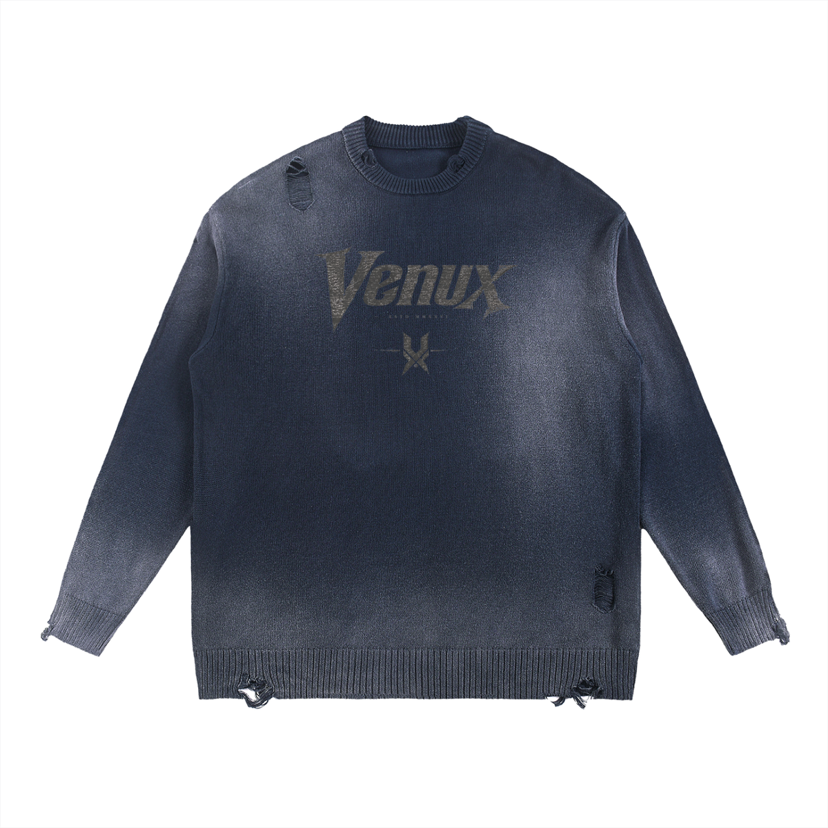 Sun Fade Distressed Ripped Crewneck sweater